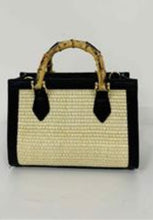 Load image into Gallery viewer, Raffia Bag with Bamboo Handle Straps
