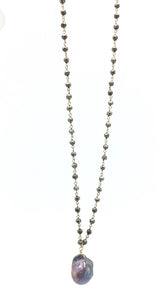 Diddi long pyrite and baroque pearl necklace