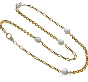 Baroque Pearl Mix Chain Necklace
