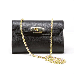 Black leather crossbody handbag