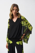 Load image into Gallery viewer, Chiffon And Silky Knit Floral Poncho Top 251147
