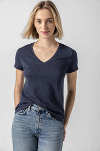 V-Neck Short Sleeve Back Seam Tee PA2170