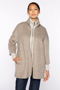 Brushed Herringbone Zip Mock Coat LFOJ5-270