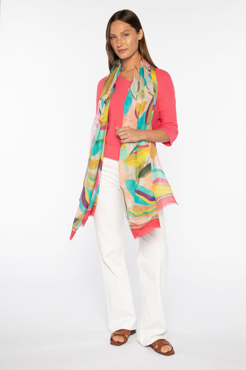 Flirty Leaves Print Scarf LSAS5-202