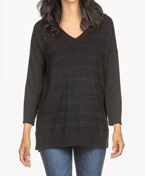 T2 PA0810 v neck tunic-blk : xs