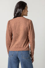 Load image into Gallery viewer, Lilla P Shirred Long Sleeve Spilt Neck, Clove
