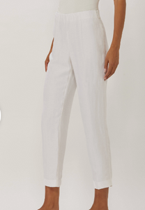 Ecru Sutton Cropped White Linen Pant