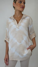 Load image into Gallery viewer, Pure Amici Polo Collar Tunic, Sand/Navy
