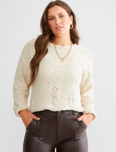 Z Supply Rowe Distressed Sweater, Whisper White