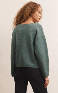 Z Supply Everyday Pullover Sweater, Oatmeal Heather/Calypso Green/Black