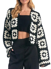 Load image into Gallery viewer, Elan Crochet Cardigan, Black &amp; White
