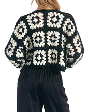 Load image into Gallery viewer, Elan Crochet Cardigan, Black &amp; White
