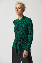 Load image into Gallery viewer, Joseph Ribkoff Green Top, Black &amp; Green
