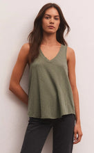 Load image into Gallery viewer, Z Supply Sun Drenched Vagabond Tank; Birch/Black/Evergreen
