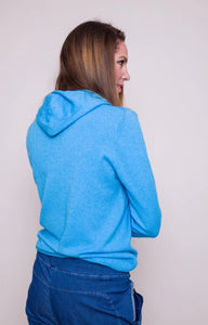 Suzy D Logan Knit Hoodie; Turquoise/Navy