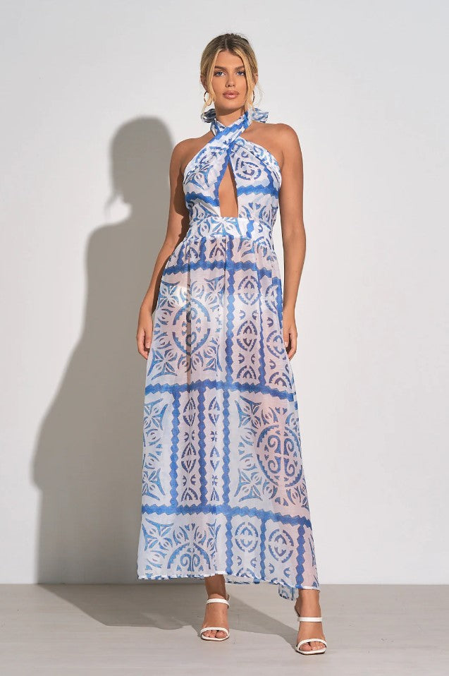 Elan Halter Maxi Dress; Blue Elan Halter Maxi Dress; Blue