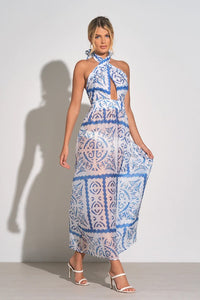 Elan Halter Maxi Dress; Blue
