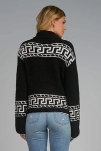 Elan Quarter Zip Sweater, Black/White