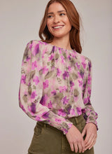 Load image into Gallery viewer, Bella Dahl Smocked Sleeve Blouse, Floral Camo Print

