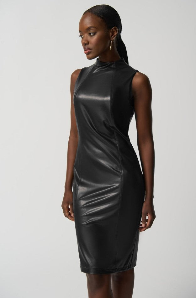 Joseph Ribkoff Faux Leather Dress, Avocado