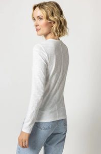 Lilla P Long Sleeve Crew Neck; White/Loden/Admiral