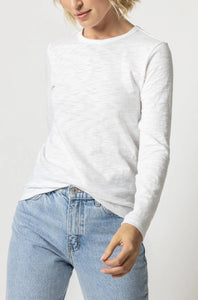Lilla P Long Sleeve Crew Neck; White/Loden/Admiral