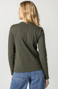 Lilla P Long Sleeve Crew Neck; White/Loden/Admiral