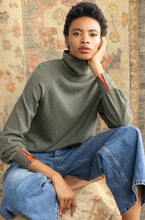 Load image into Gallery viewer, Lilla P Snap Cuff Turtleneck, Moss, Lilac and Gardenia
