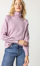 Load image into Gallery viewer, Lilla P Snap Cuff Turtleneck, Moss, Lilac and Gardenia
