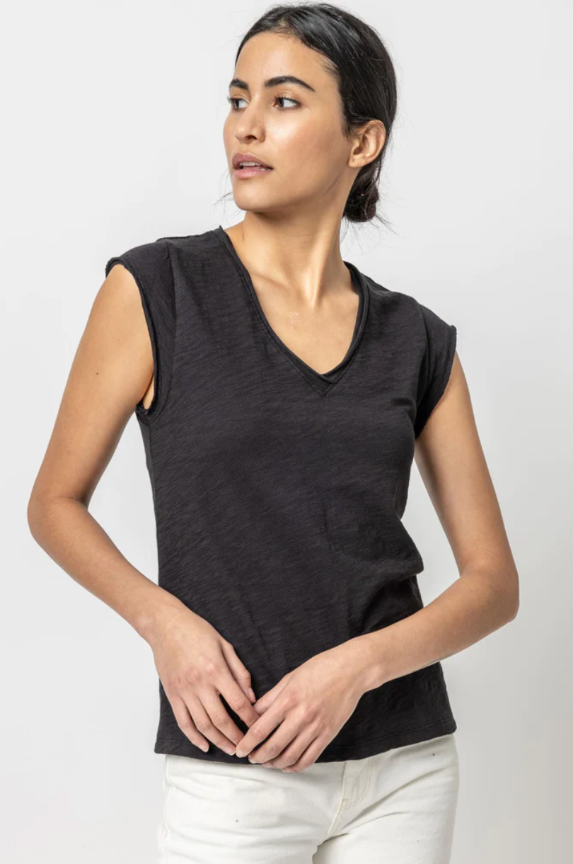 Cap Sleeve V-Neck