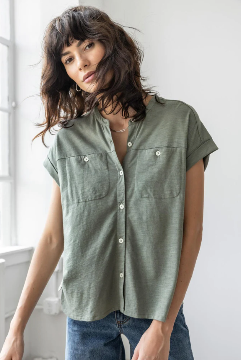Mandarin Collar Button Down PA2506