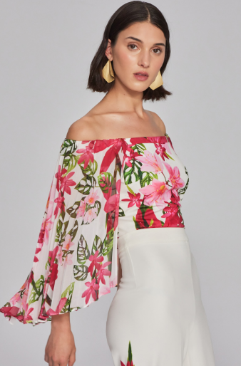 Floral Chiffon Off Shoulder