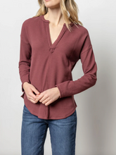 Load image into Gallery viewer, Rounded Hem Split Neck Top PA2692
