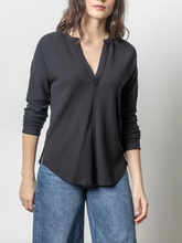 Load image into Gallery viewer, Rounded Hem Split Neck Top PA2692
