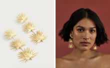 Load image into Gallery viewer, Triple Fan Palm Dangle Earrings - Large
