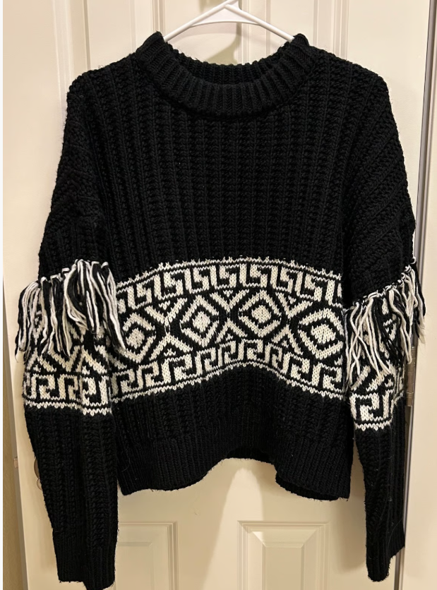 Jacquard Fringed Sweater