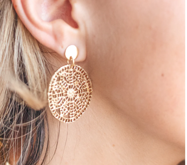 Round Gold Lace Earring