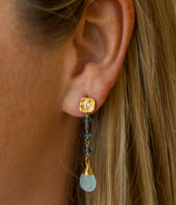 Aquamarine and London Blue Topaz Earrings