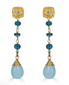 Aquamarine and London Blue Topaz Earrings