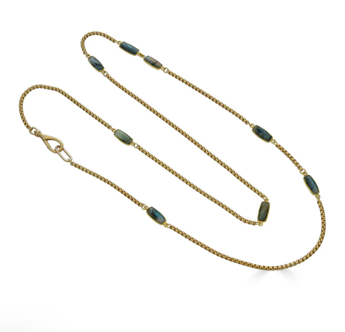 Labradorite Baguette Long Necklace