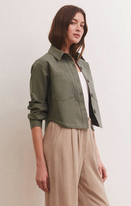 Z Supply All Day Cropped Twill Jacket, Evergreen