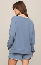 Load image into Gallery viewer, Cam Knit Denim Whipstitch Top ZT263233
