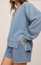 Load image into Gallery viewer, Cam Knit Denim Whipstitch Top ZT263233
