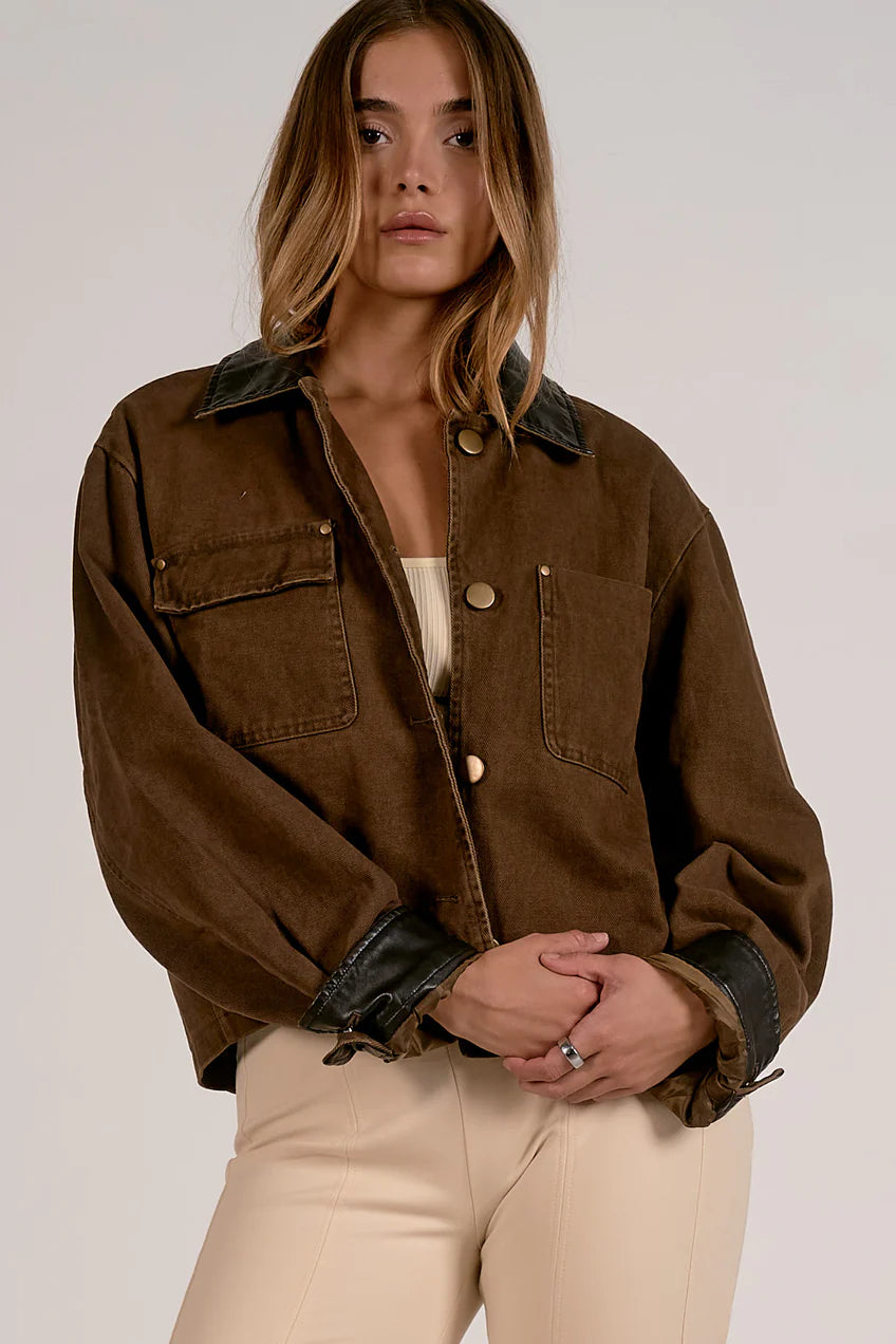 Leather Trim Jacket JK8308