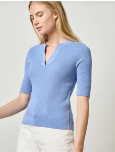 Elbow Sleeve Split Neck Sweater PA2868