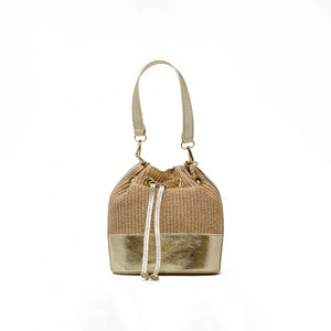 Raffia Leather Bucket Bag GF2833