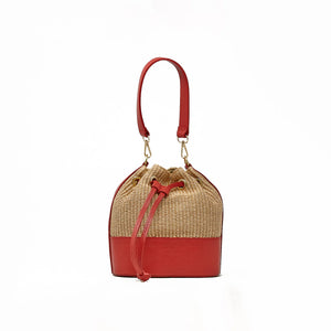 Raffia Leather Bucket Bag GF2833