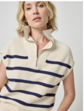 Half Zipped Striped Sweater