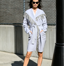 Load image into Gallery viewer, Max Long Jacket with Fringe Collar and Front Pockets
