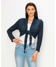 Load image into Gallery viewer, Cropped Tie Front Jacket
